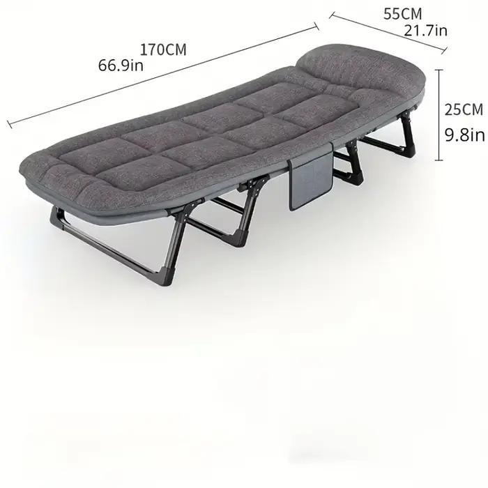 Lit pliant portable et multifonctionnel rembourré cadre en métal pour sieste à domicile ou bureau occasions spéciales détente et repos