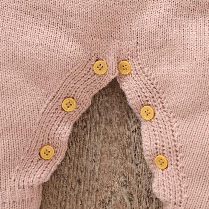 Barboteuse pour bébés filles, chapeaux, vêtements d'automne et d'hiver, rose, manches longues, trico
