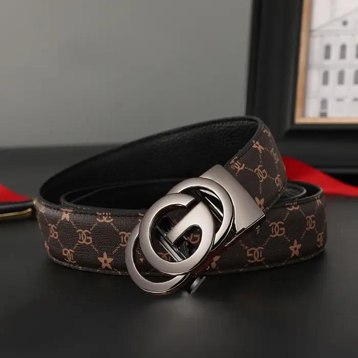 Ceinture en cuir véritable pour hommes, alliage métallique, boucle automatique, marque de luxe, Desi