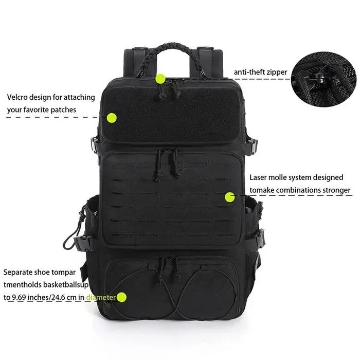 Grand sac à dos à bagages avec système modulaire, plusieurs compartiments et espace pour chaussures