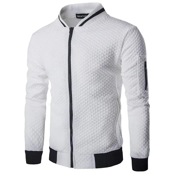 Sweat-shirt pour hommes avec poches zippées, demi-survêtement fin de couleur unie, décontracté, à ca