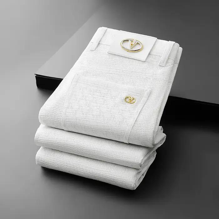 Pantalon d'été léger et respirant en soie glacée pour homme, taille haute, décontracté et habillé, e
