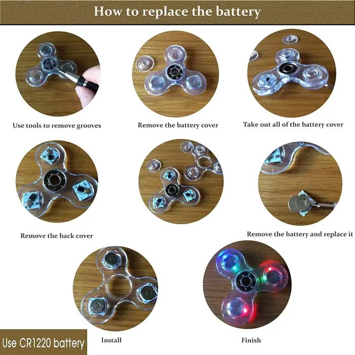 Spinner à main Crystal Shoous avec lumière LED pour enfants, Spinner Fidget, Glow in Dark, EDC Straw
