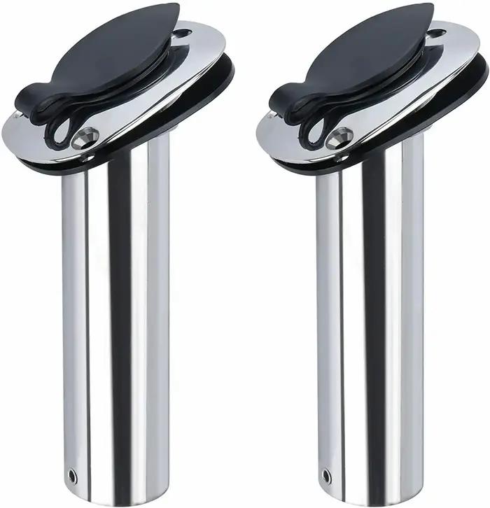 2 supports de canne à pêche pour bateau, montage encastré en acier inoxydable, dosette de canne à 30