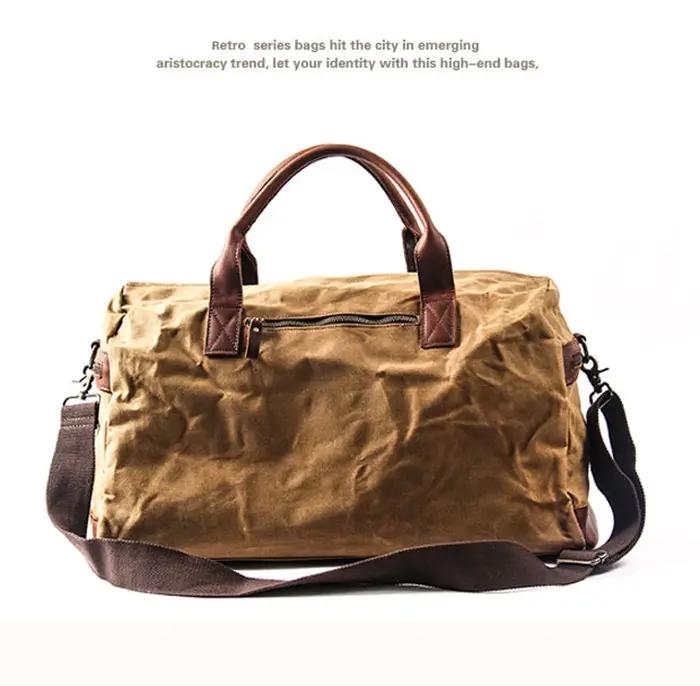 Sac de voyage en toile cirée imperméable pour hommes, bagage à main, grand fourre-tout Vintage pour