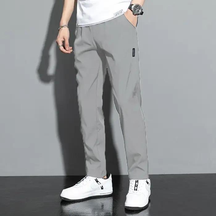 Pantalons pour hommes 2025 été nouveau noir gris mince affaires pantalons décontractés en plein air