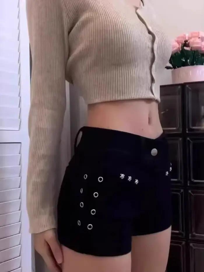 Y2K Denim Shorts Femmes Skinny Populaire Streetwear Quotidien Personnalité Étudiants Vacances Mode S