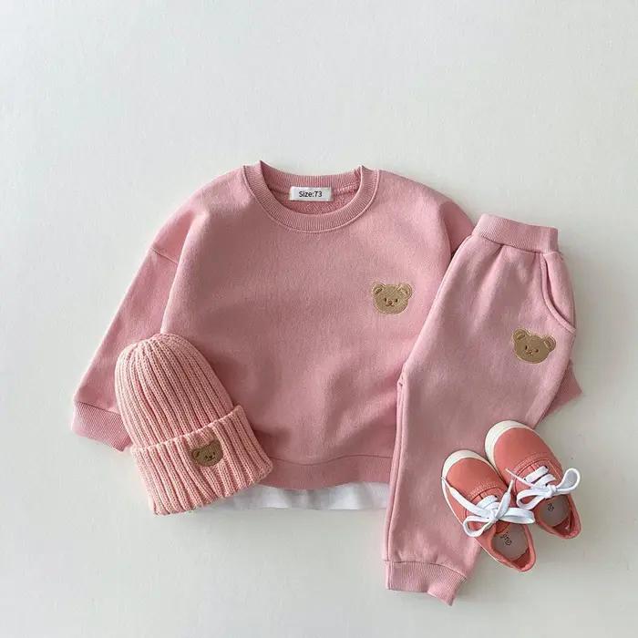Ensemble sport bébé ours sweat pantalon 2 pièces - Vêtements automne enfants bas âge garçons filles confortables