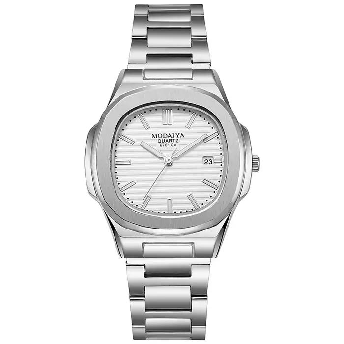 Montres à quartz carrées de luxe pour hommes, design classique à rayures, cadran avec bracelet en ac