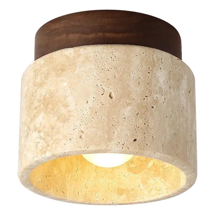 Plafonnier Led monté en Surface Downlight Style japonais pierre bois lumière ronde 110V220V pour sal