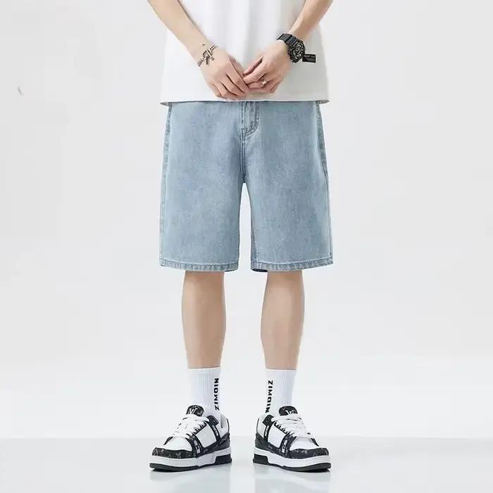 2025 été classique Shorts jean hommes Denim pantalon droit Stretch décontracté Cool mince genou long