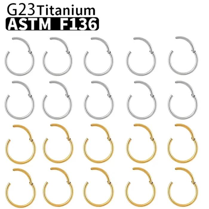 Anneaux de nez en titane G23, 10 pièces, pour femmes et hommes, bijoux de perçage, lèvre, oreille, c