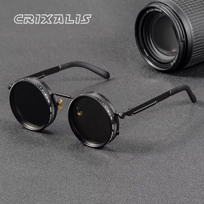 CRIXALIS lunettes de soleil rondes polarisées ND9 gradation réglable hommes femmes rétro Punk hommes
