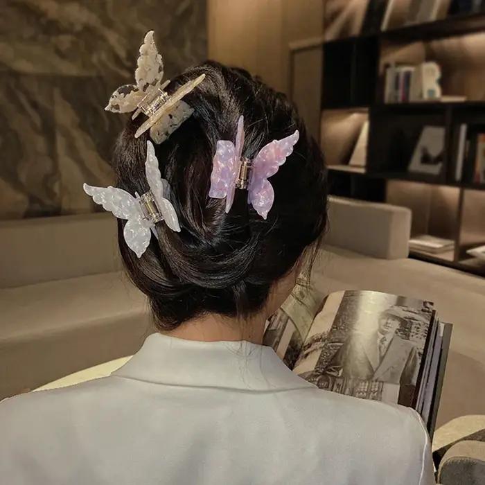 Pince à cheveux en acétate vintage pour femmes et filles, pince à cheveux papillon doux, barrettes e