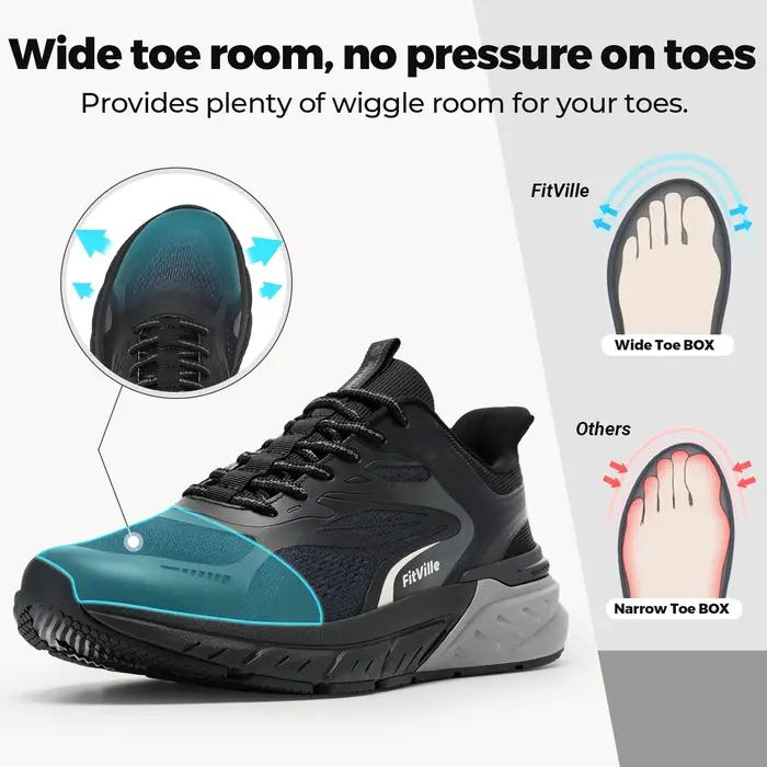 Chaussures de marche Fittington pour hommes, largeur large, antidérapantes, coussinées, souples, res