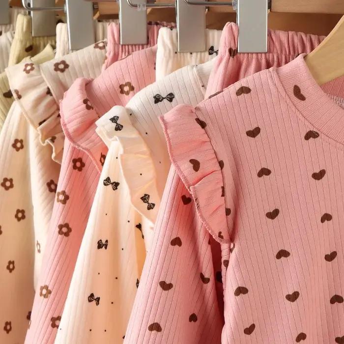 Maillot de corps à manches longues pour enfants, joli t-shirt à pois floraux, chemise en Y douce pou