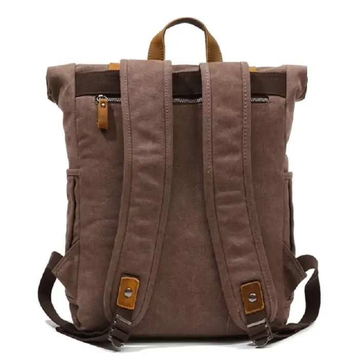 Vintage toile cuir sacs à dos voyage sac à dos pour ordinateur portable sacs d'école pour adolescent