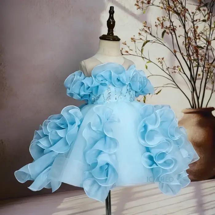Nouvelle Robe Tutu de Cérémonie pour Bébé Fille, Tenue de Performance pour Fête de Premier Anniversa