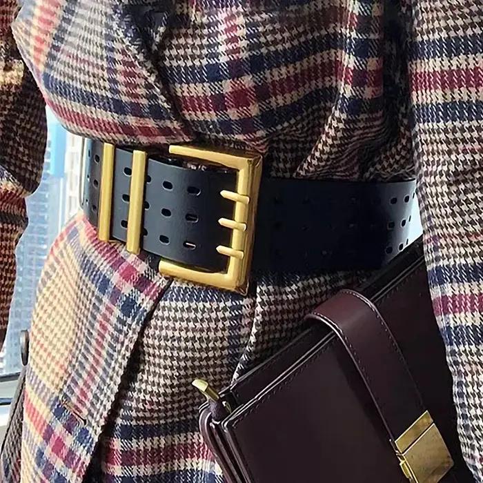 Marques de luxe haut de gamme, ceinture en cuir élégante pour femmes, large ceinture pour femmes, co