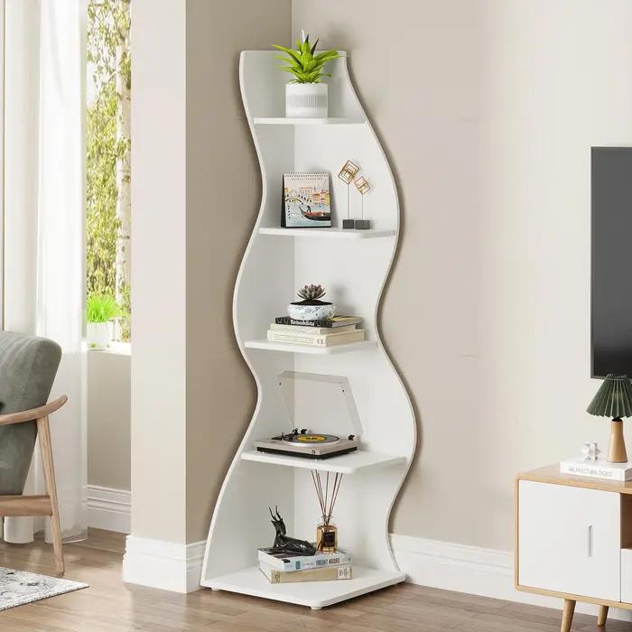 Tribesigns – étagère d'angle murale moderne à 5 niveaux, petite bibliothèque d'angle élégante, suppo