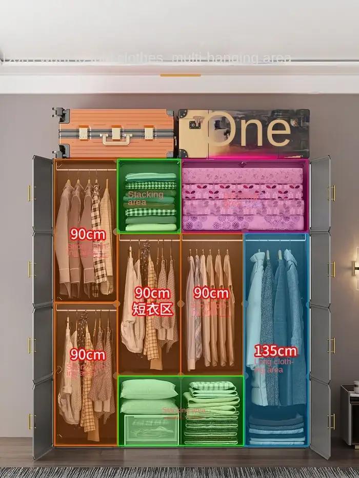 Armoires pliables en plastique, armoire simple, assemblage de vêtements, armoires robustes, commodes