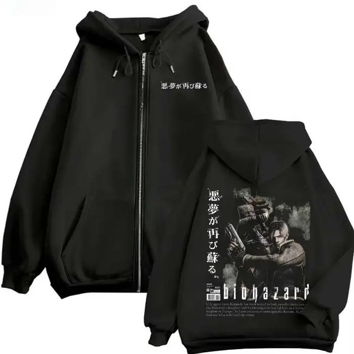 Sweat à capuche imprimé Resident Evil pour homme et femme, confortable, style streetwear ample