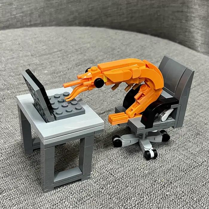 Figurines de modèle de crevettes en blocs de construction MOC, assemblage de puzzle, mélange aléatoi