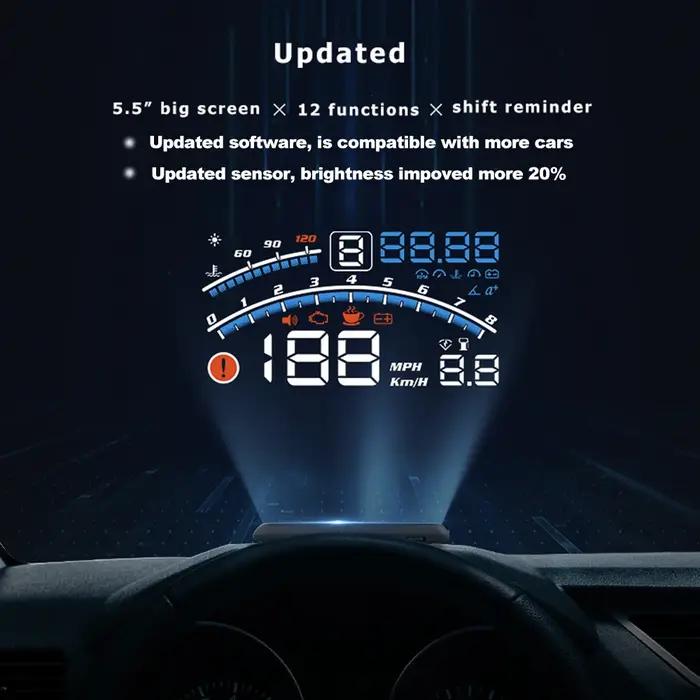 Vjoycar V41 plus récent affichage tête haute voiture OBDII EUOBD 5.5 "projecteur de pare-brise HUD a