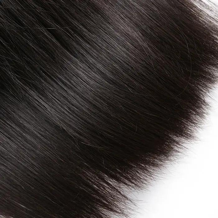 Bundles de tissage de cheveux humains brésiliens noirs naturels, extensions de cheveux raides, doubl