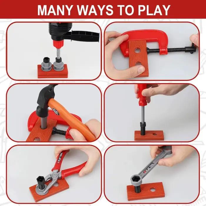 Ensemble d'outils pour enfants avec perceuse jouet électrique Kit de jouets de construction alimenté