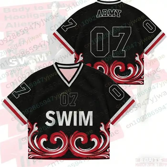 T-shirt unisexe SWIM 2026 – Haut streetwear tendance à col en V, coupe ample, manches courtes – Cade