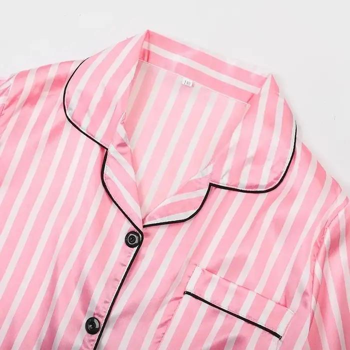 Ensemble pyjama rayé en soie pour enfants, 7 pièces, vêtements de maison, tenue de nuit confortable