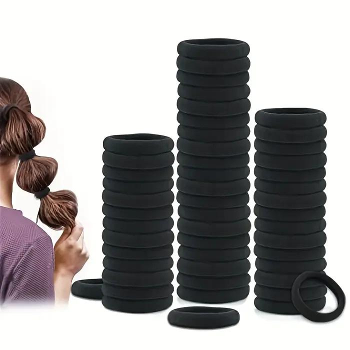 100 pièces bandes de cheveux à haute élasticité pour filles bandeau noir attaches en caoutchouc élas