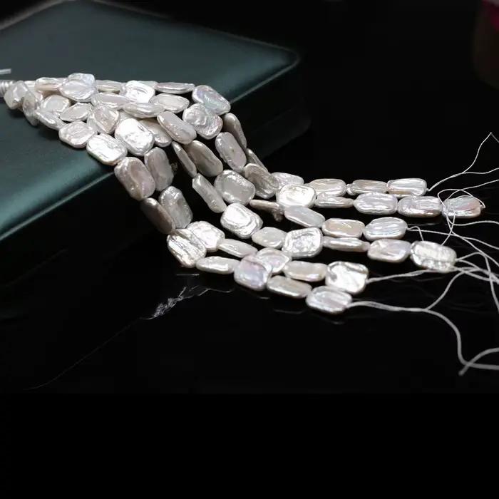 Perles rectangulaires 12x16mm, 18cm, fil de perles d'eau douce naturelles pour la fabrication de bij