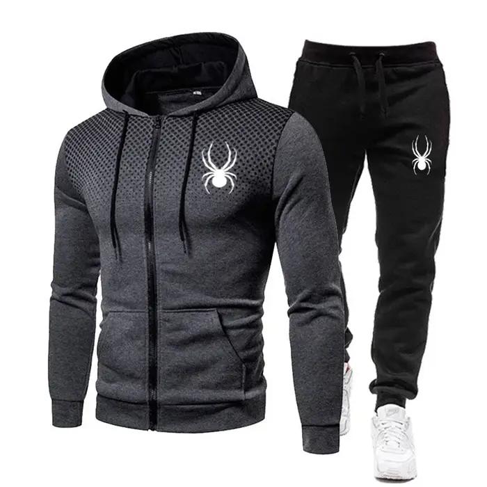 Ensemble de sport et de fitness pour homme, deux pièces, avec sweat à capuche à manches longues à fe