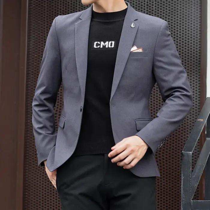2025 Slim Fit mode costumes M-4XL haute qualité britannique décontracté couleur unie petit costume p