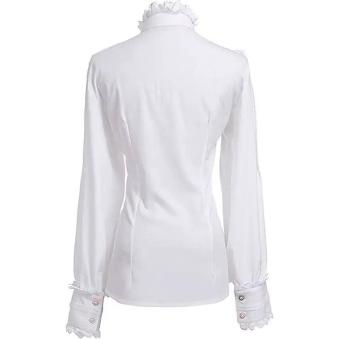 Chemisier Élégant Gothique pour Femme, Nouvelle Collection Printemps 2026, Col Montant à Volants, Bo