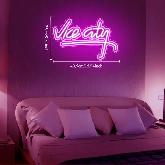 Enseigne au néon Vice City pour décoration murale, néon LED USB, chambre à coucher, chambre d'enfant