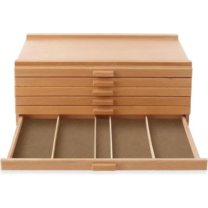 Boîte de rangement en bois à 6 tiroirs pour artistes, pour pastels, crayons, stylos, marqueurs, pinc