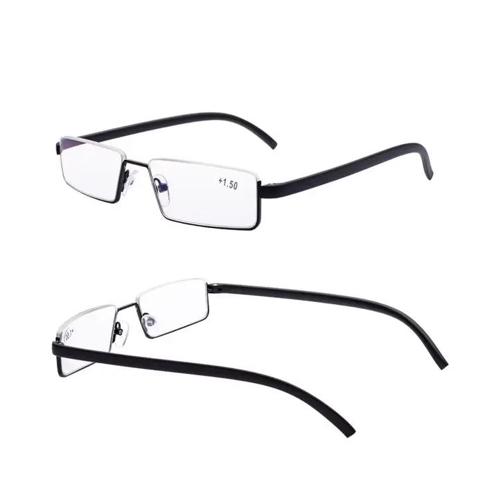 Lunettes de Lecture Anti-Lumière Bleue en Métal, Demi-Monture, pour Homme