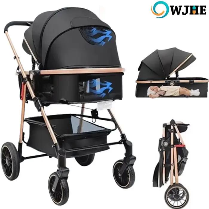 OWJHE Poussette de luxe 3 en 1 pour bébé, neuve, portable, voyage, pliable, cadre en aluminium, pous