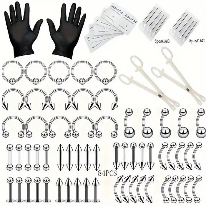 Kit de perçage d'oreille stérile 24/42/84 pièces, pistolet de perçage d'hélice pour Trago de Cartila