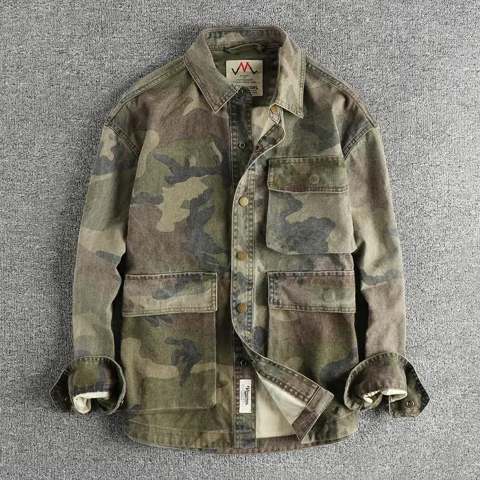 Chemise cargo tissée à la voile de perles de coton, conception de poche tridimensionnelle, éventail