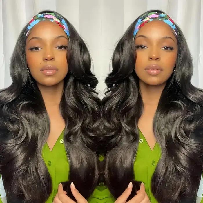 16-40 pouces 200 densité bandeau perruque vague de corps brésilien perruque de cheveux humains sans