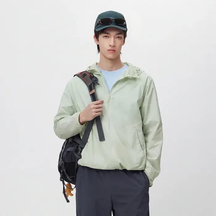 Veste UV Homme Semir 2026 Couleur Unie à Capuche Style Couple Sensation Fraîche Manches Raglan Décon