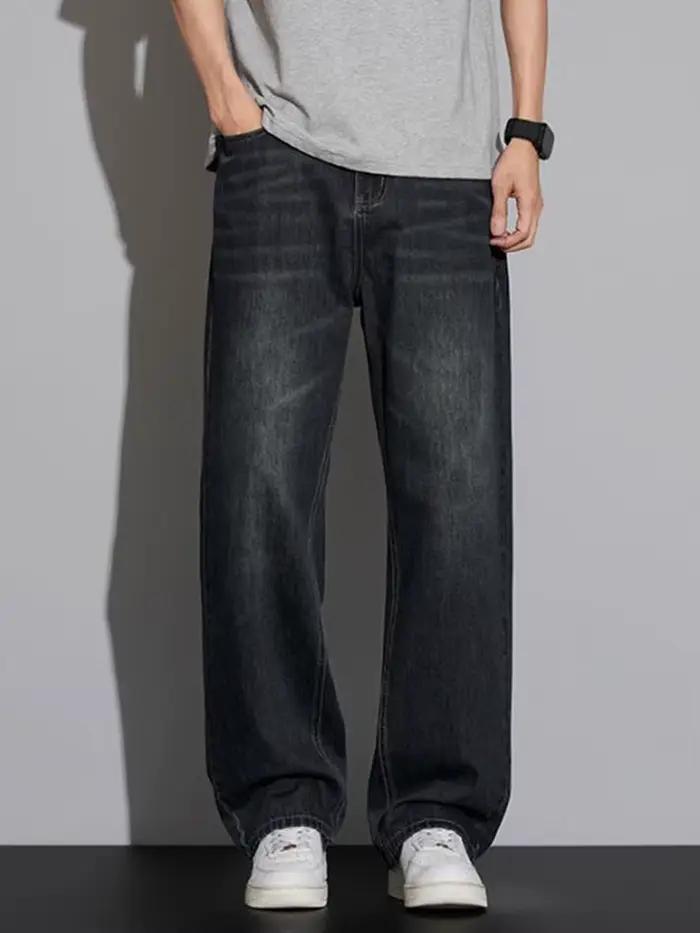 Jean Baggy en Coton à Jambes Larges pour Homme