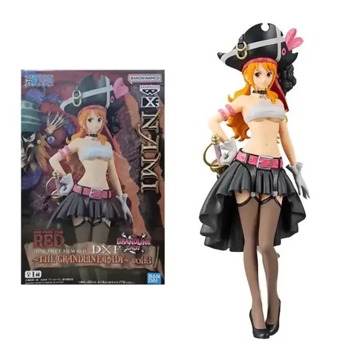 19CM Anime une pièce Nami noir vêtements Figurine une pièce FILM rouge habiller Figurine PVC modèle
