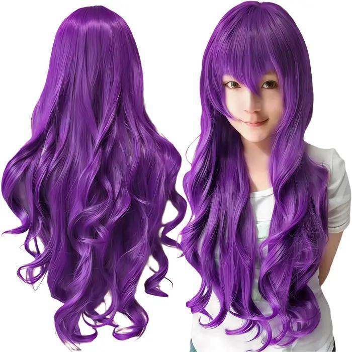 Perruque synthétique longue brune pour cosplay, perruque lolita bouclée, perruque anime, postiche Ch