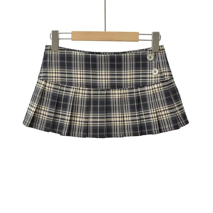 Mini jupes d'été pour femmes, vintage, mode coréenne, jupes à carreaux pour femmes y2k, jupes plissé