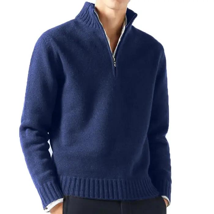 Automne hommes col roulé chandails tricots pulls couleur unie à manches longues pull mâle décontract